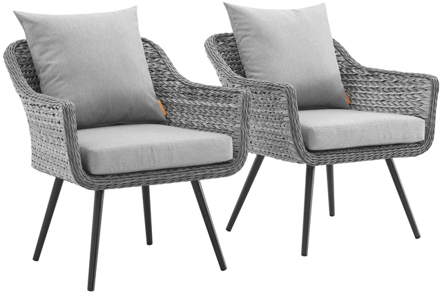 Main image of Endeavor Armchair Outdoor Patio Wicker Rattan Set of 2 Gray Gray