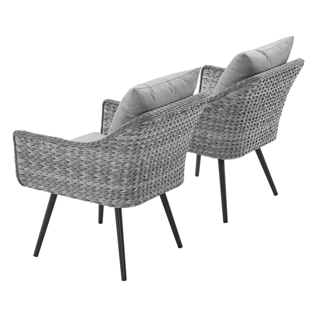 Alt view image 2 of 6 - Endeavor Armchair Outdoor Patio Wicker Rattan Set of 2 Gray Gray