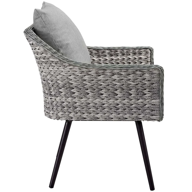 Alt view image 5 of 6 - Endeavor Armchair Outdoor Patio Wicker Rattan Set of 2 Gray Gray