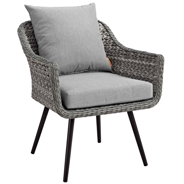 Alt view image 4 of 6 - Endeavor Armchair Outdoor Patio Wicker Rattan Set of 2 Gray Gray