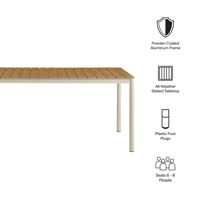 Alt view image 2 of 7 - Finn 71" Outdoor Patio Aluminum Dining Table with Faux Wood Top