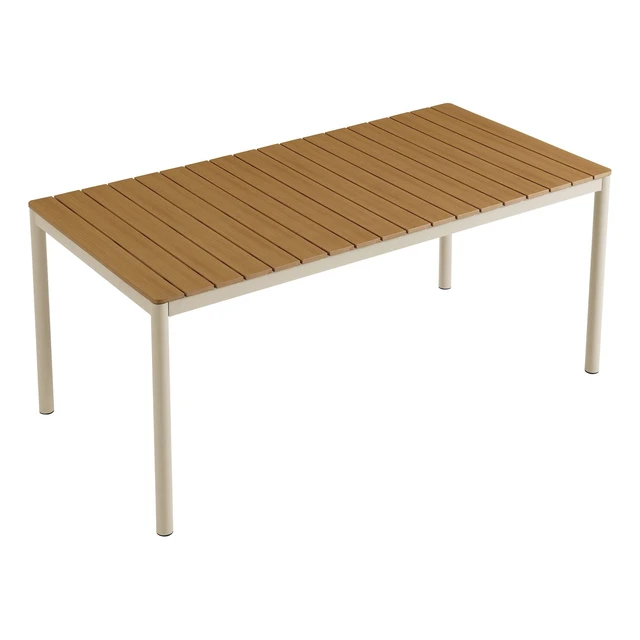 Alt view image 6 of 7 - Finn 71" Outdoor Patio Aluminum Dining Table with Faux Wood Top