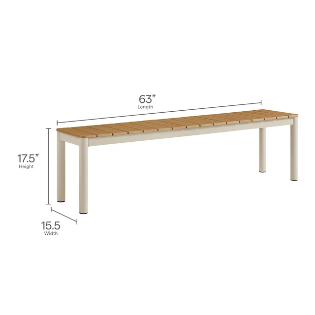 Alt view image 4 of 7 - Finn Outdoor Patio Aluminum Faux Wood Dining Set with Benches