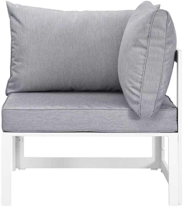 Alt view image 2 of 3 - Fortuna Corner Outdoor Patio Armchair White Gray