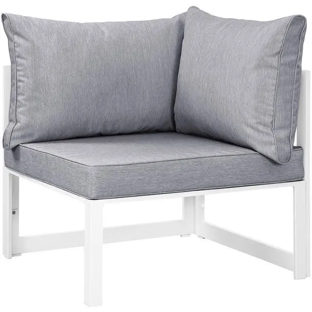 Alt view image 3 of 3 - Fortuna Corner Outdoor Patio Armchair White Gray