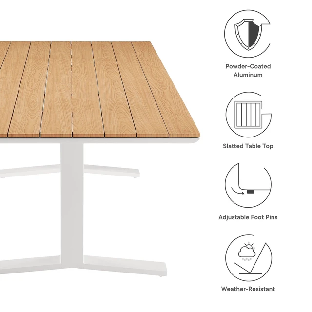 Alt view image 3 of 7 - Gavelston 91" Outdoor Patio Aluminum Dining Table