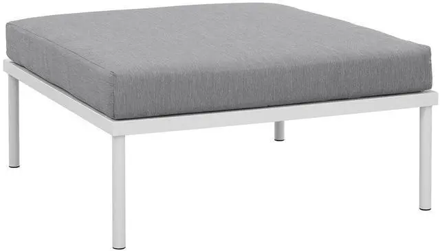 Main image of Harmony Outdoor Patio Aluminum Ottoman White Gray