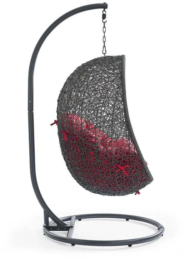Alt view image 6 of 11 - Hide Outdoor Patio Swing Chair With Stand - White Beige