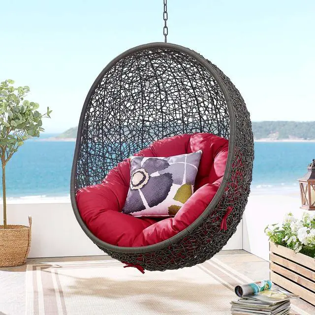 Alt view image 11 of 11 - Hide Outdoor Patio Swing Chair With Stand - White Beige