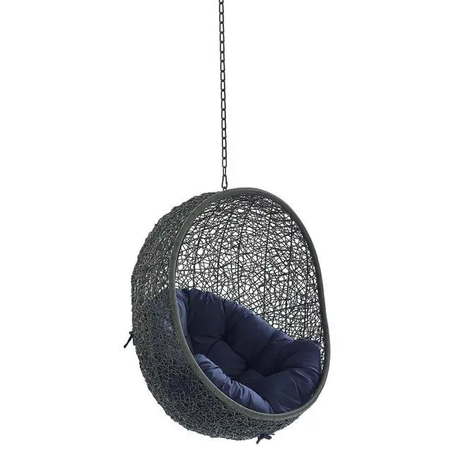 Alt view image 7 of 13 - Hide Sunbrella Fabric Swing Outdoor Patio Lounge Chair Without Stand Gray Navy