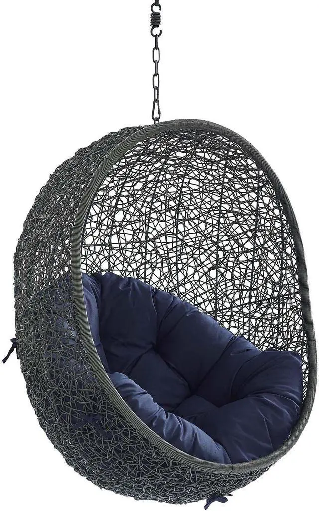 Alt view image 8 of 13 - Hide Sunbrella Fabric Swing Outdoor Patio Lounge Chair Without Stand Gray Navy