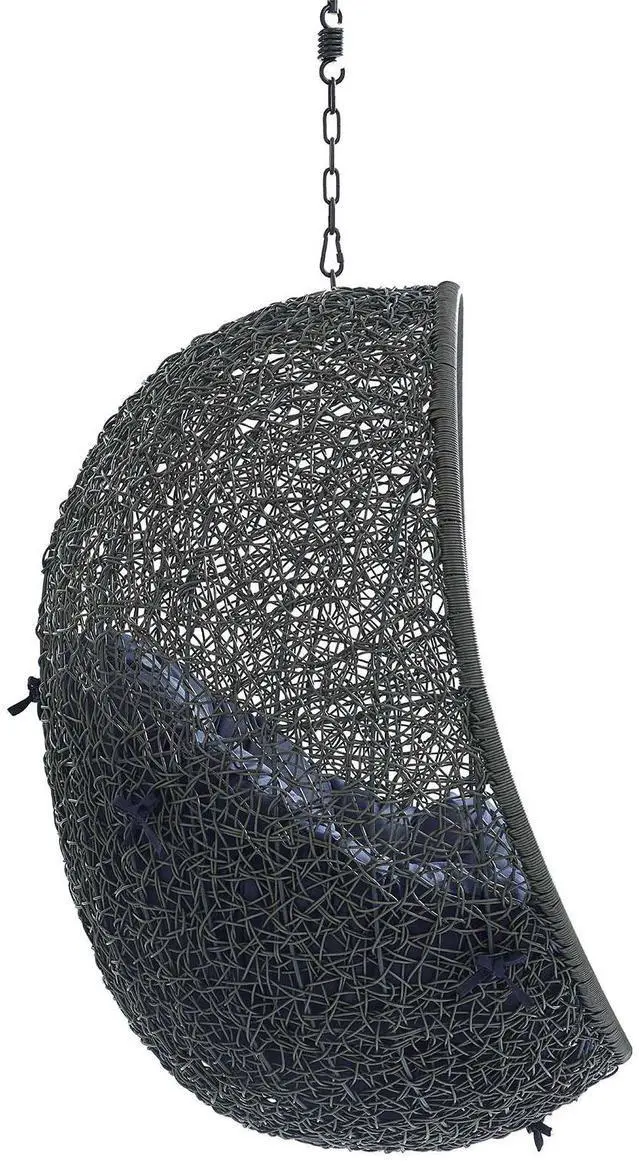 Alt view image 9 of 13 - Hide Sunbrella Fabric Swing Outdoor Patio Lounge Chair Without Stand Gray Navy