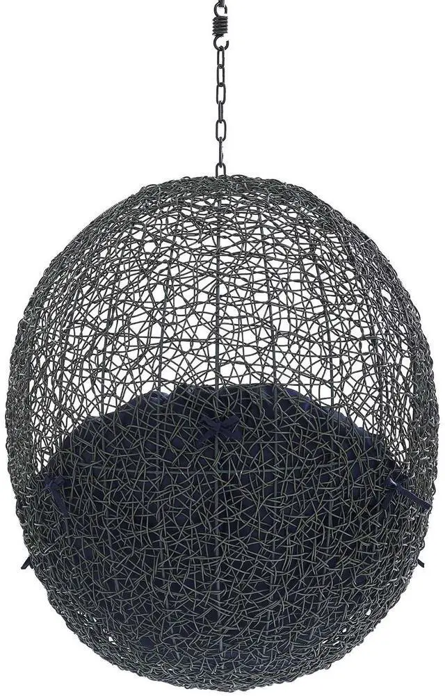 Alt view image 10 of 13 - Hide Sunbrella Fabric Swing Outdoor Patio Lounge Chair Without Stand Gray Navy