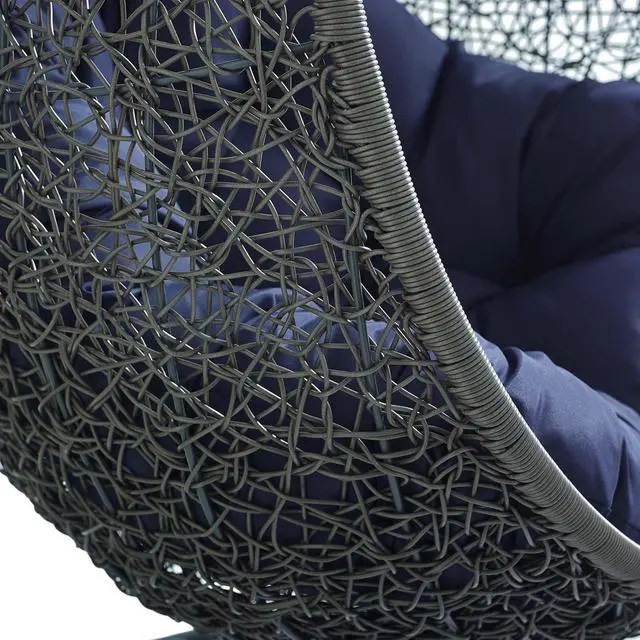 Alt view image 11 of 13 - Hide Sunbrella Fabric Swing Outdoor Patio Lounge Chair Without Stand Gray Navy