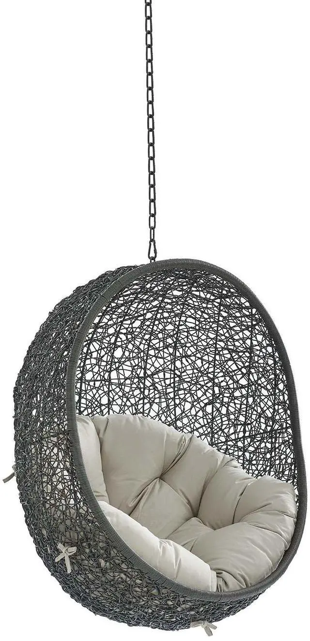 Alt view image 13 of 13 - Hide Sunbrella Fabric Swing Outdoor Patio Lounge Chair Without Stand Gray Navy