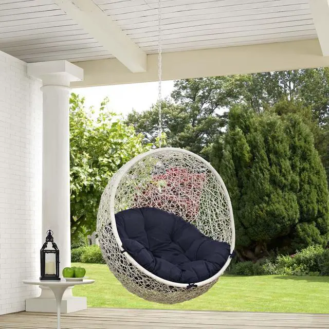Alt view image 6 of 10 - Hide Outdoor Patio Swing Chair Without Stand - White Gray