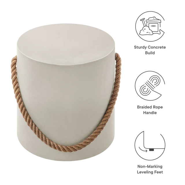 Alt view image 3 of 7 - Isera Indoor - Outdoor Patio Rope Concrete Side Table Stool