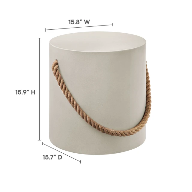 Alt view image 2 of 7 - Isera Indoor - Outdoor Patio Rope Concrete Side Table Stool
