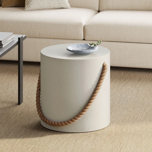 Alt view image 6 of 7 - Isera Indoor - Outdoor Patio Rope Concrete Side Table Stool