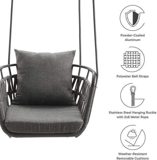 Alt view image 2 of 7 - Kaliah Outdoor Patio Aluminum Swing Chair by Modway