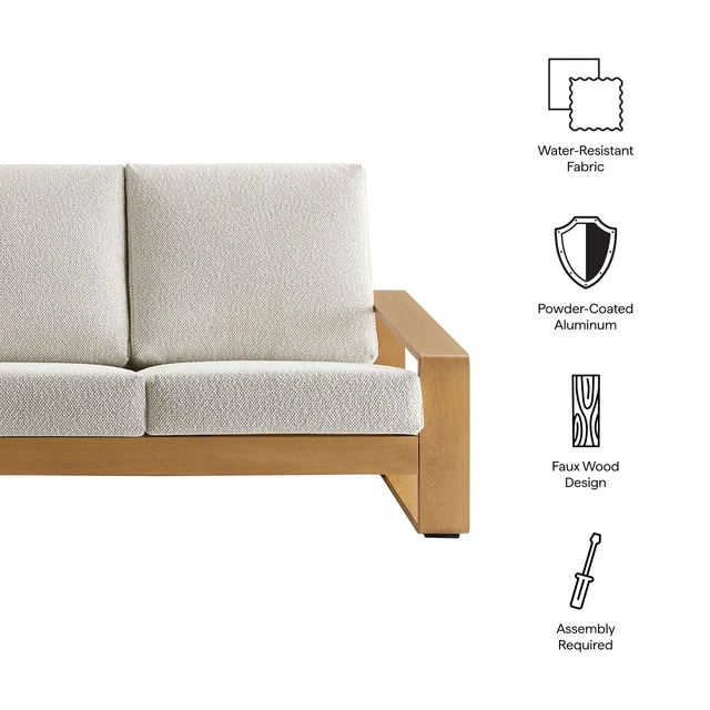 Alt view image 2 of 7 - Lirienne Outdoor Patio Aluminum Faux Wood Sofa by Modway EEI-7298 Modern