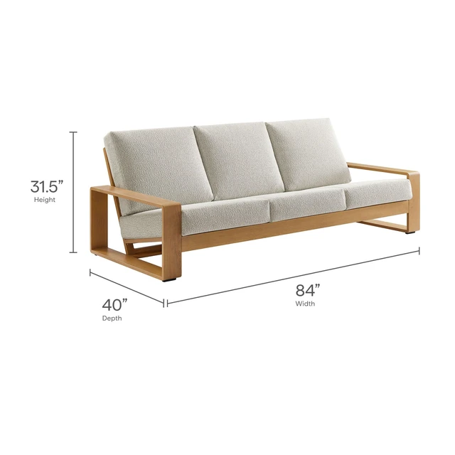 Alt view image 3 of 7 - Lirienne Outdoor Patio Aluminum Faux Wood Sofa by Modway EEI-7298 Modern