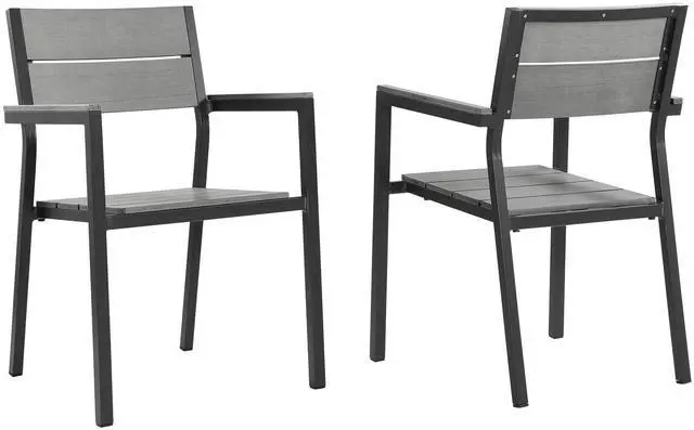 Alt view image 9 of 9 - Maine Dining Armchair Outdoor Patio Set of 2 - White Light Gray
