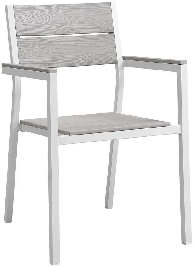 Alt view image 6 of 9 - Maine Dining Armchair Outdoor Patio Set of 2 - White Light Gray