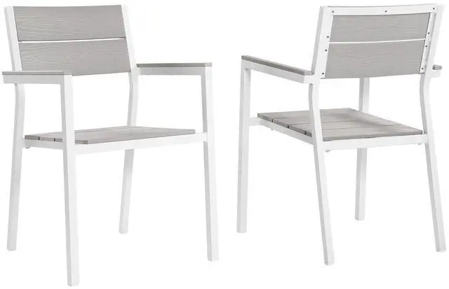 Alt view image 5 of 9 - Maine Dining Armchair Outdoor Patio Set of 2 - White Light Gray