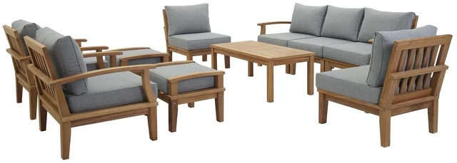 Main image of Marina 10 Piece Outdoor Patio Teak Set by Modway