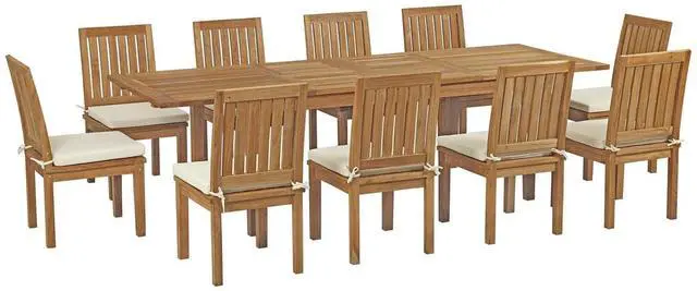 Main image of Marina 11 Piece Outdoor Patio Teak Dining Set