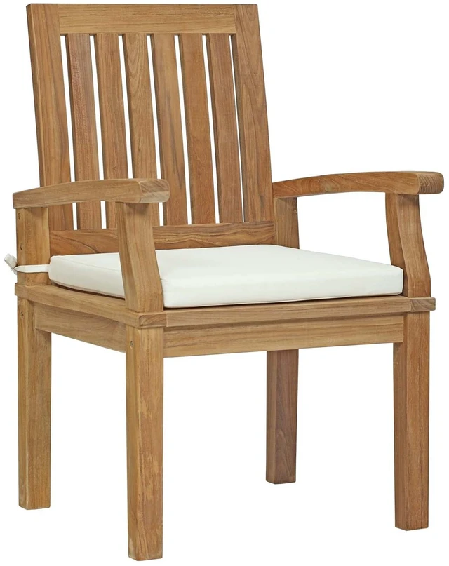 Alt view image 8 of 13 - Marina 11 Piece Outdoor Patio Teak Outdoor Dining Set - Natural White
