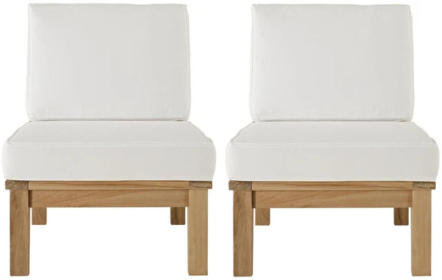 Alt view image 10 of 10 - Marina 2 Piece Outdoor Patio Teak Set - Natural Gray