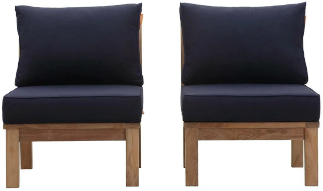 Alt view image 9 of 10 - Marina 2 Piece Outdoor Patio Teak Set - Natural Gray
