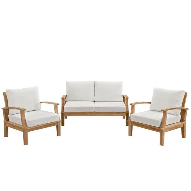 Alt view image 7 of 13 - Marina 3 Piece Outdoor Patio Teak Set - Natural White