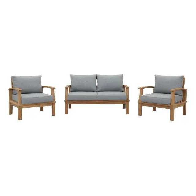 Alt view image 13 of 13 - Marina 3 Piece Outdoor Patio Teak Set - Natural White