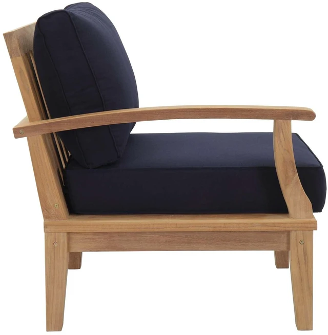 Alt view image 11 of 13 - Marina 5 Piece Outdoor Patio Teak Set - Natural Navy