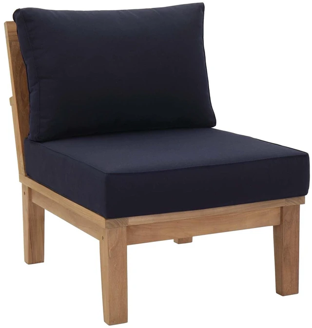 Alt view image 8 of 13 - Marina 5 Piece Outdoor Patio Teak Set - Natural Navy