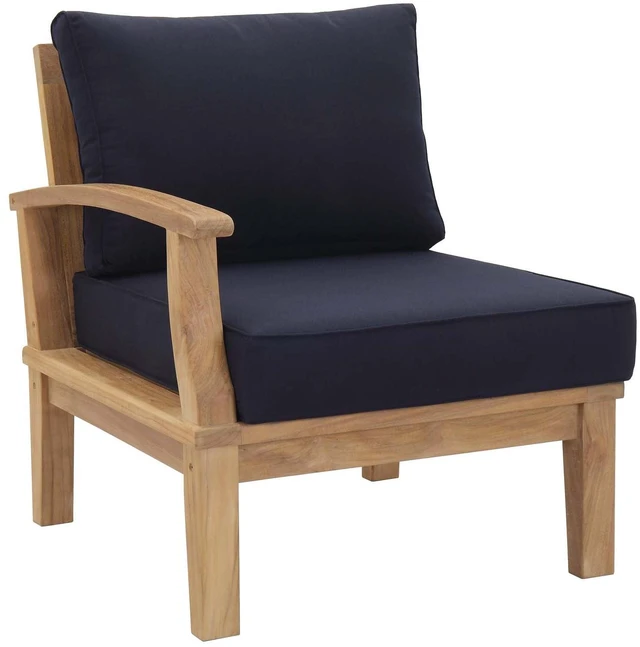 Alt view image 10 of 13 - Marina 5 Piece Outdoor Patio Teak Set - Natural Navy