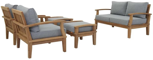 Main image of Marina 5 Piece Outdoor Patio Teak Set by Modway
