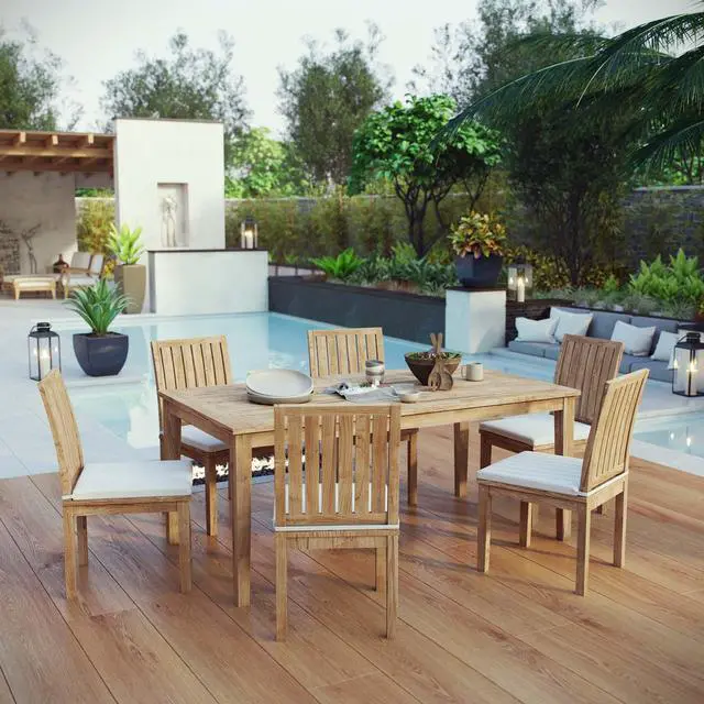 Alt view image 7 of 7 - Marina 7 Piece Outdoor Patio Teak Dining Set
