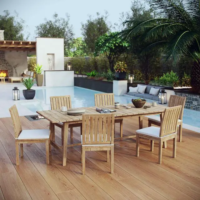 Alt view image 7 of 7 - Marina 7 Piece Outdoor Patio Teak Dining Set