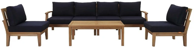 Alt view image 7 of 13 - Marina 7 Piece Outdoor Patio Teak Set - Natural Gray