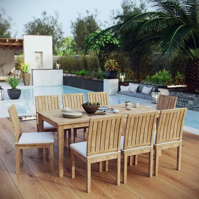 Alt view image 7 of 7 - Marina 9 Piece Outdoor Patio Teak Dining Set