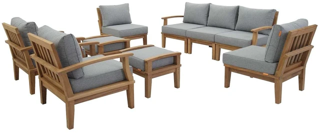 Main image of Marina 9 Piece Outdoor Patio Teak Set by Modway