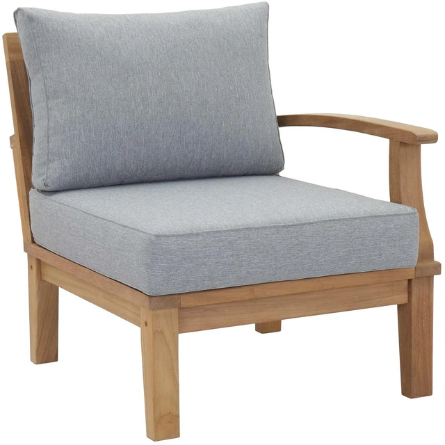 Alt view image 7 of 13 - Marina Outdoor Patio Teak Right-Facing Sofa - Natual Navy