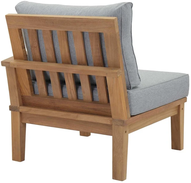 Alt view image 9 of 13 - Marina Outdoor Patio Teak Right-Facing Sofa - Natual Navy