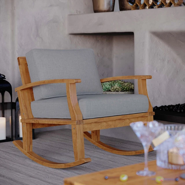 Alt view image 7 of 7 - Marina Outdoor Patio Teak Rocking Chair by Modway