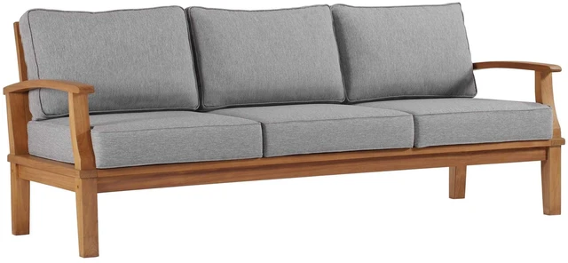 Alt view image 7 of 13 - Marina Outdoor Patio Teak Sofa Natural Navy