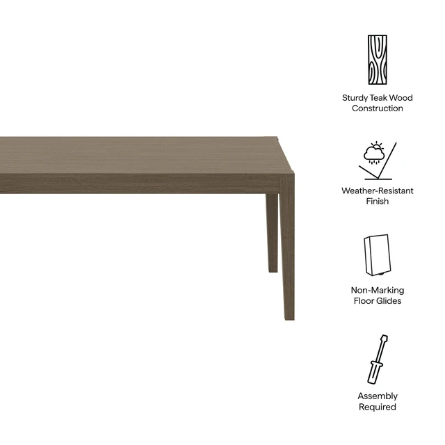 Alt view image 3 of 7 - Northlake 83" Rectangular Outdoor Patio Teak Dining Table